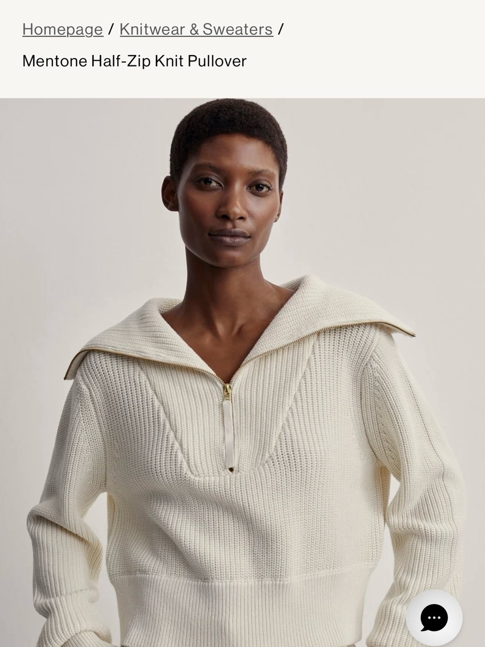 Varley Cream Half-Zip Ribbed Knit Pullover